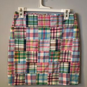 Talbots Preppy 80s Cotton Plaid Patchwork Mini Skirt Size 2P